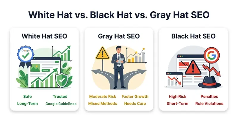White Hat Vs. Black Hat Vs. Gray Hat Seo